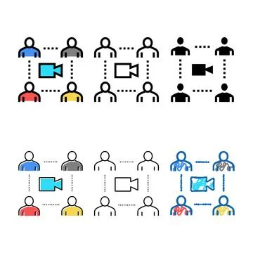 Group video calling conversation color icon stylized vector 스톡 일러스트