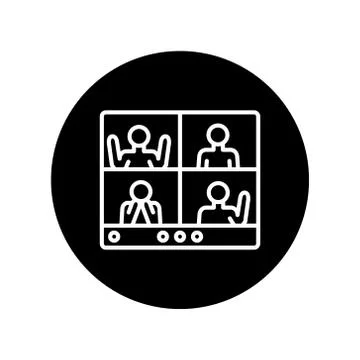Group video calling line icon, vector illustration Stock Illustration