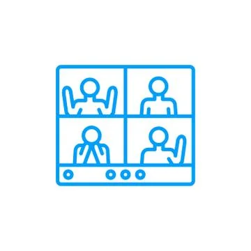 Group video calling line icon, vector illustration Stock Illustration