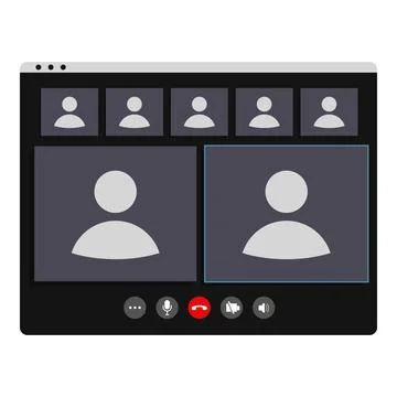 Group video conference call interface showing people connecting online Illustrazione stock