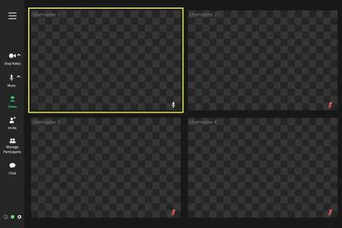Group video meeting user interface, video conference calls window overlay. Stock Illustration