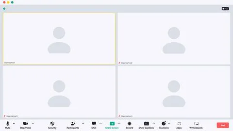 Group video meeting user interface, video conference calls window overlay. Stock Illustration