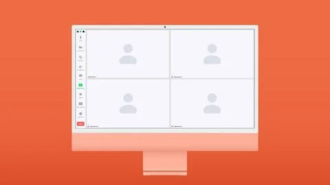 Group video meeting user interface, video conference calls window overlay. 스톡 일러스트