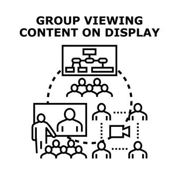 Group viewing, meeting, and remote collaboration concepts Stock Illustration