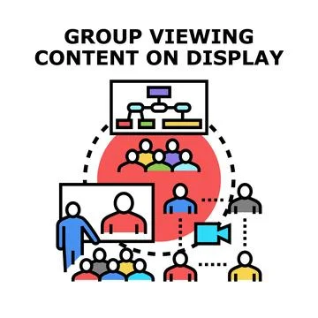 Group viewing, meeting, and remote collaboration concepts Stock Illustration