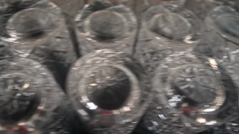 Group of vintage upside down glasses, in a factory Stock Footage 108998907