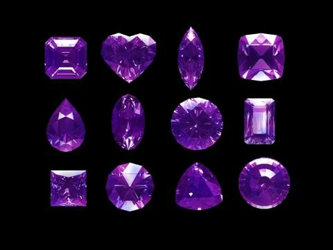 Group of violet topaz with clipping path Stock Illustration