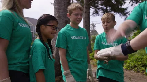 Group of volunteers cleaning up park Stock-Footage 68956340