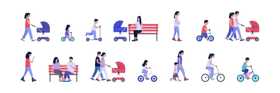 Group of walking people Stock Illustration