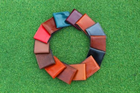 Group wallets on grass Stock Photos