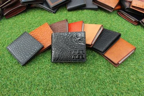 Group wallets of leather Stock Photos