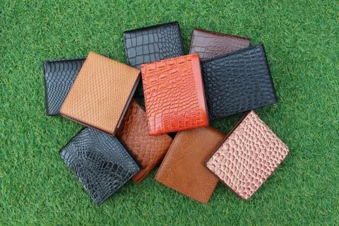 Group wallets of leather Stock Photos