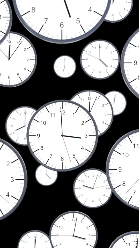 Group of watches with a rapidly rotating second hand and minute hand. Stock Footage 343592972