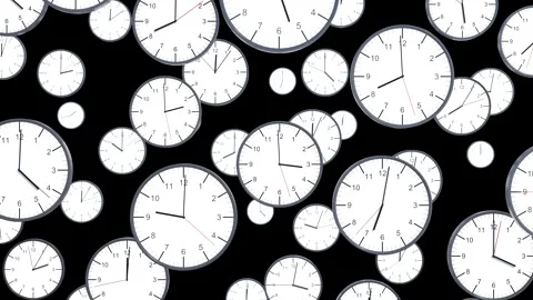 Group of watches with a rapidly rotating second hand and minute hand. Stock Footage 343593095