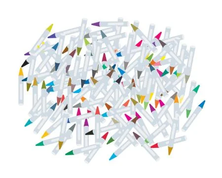 Group of Wax Crayons on White Background Stock Illustration