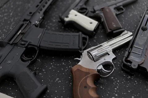 Group of weapons firearms Stock Photos