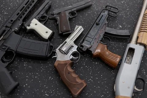 Group of weapons firearms Stock Photos