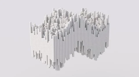 Group of white blocks waving. White background. 3d render. Stock Illustration