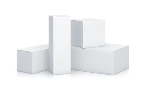 Group of white boxes. Stock Illustration