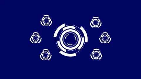Group of white circular hud elements on blue background, futuristic technol.. Stockillustratie
