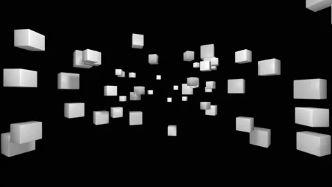 A group of white cubes move against a alpha PNG background Stock Footage 89788766