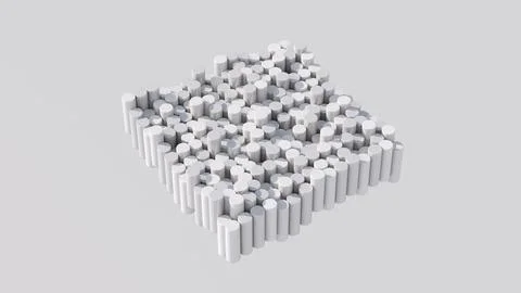 Group of white cylinders. White background. 3d render. Stock Illustration