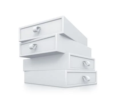 Group of white drawer boxes. Stock Illustration
