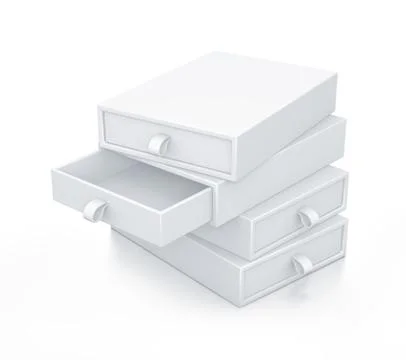 Group of white drawer boxes. Stock Illustration
