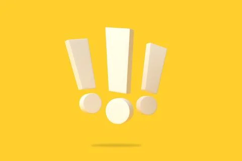 Group of white exclamation marks on yellow background Stock Illustration