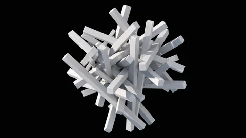 Group of white glossy blocks, black background. Abstract animation, 3d render. Stock Footage 223006738