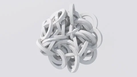 Group of white glossy circle shapes. White background. 3d render. Stock Footage 154256020