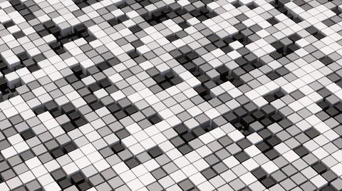 Group of white, gray, black cubes. Abstract illustration, 3d render. Stock Illustration