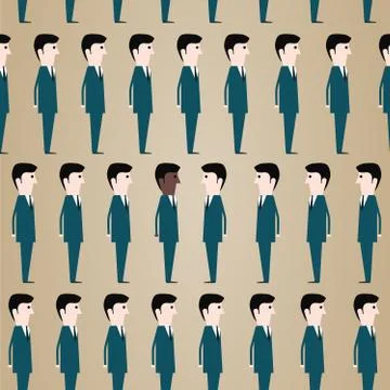 Group of white men and one black man Stock Illustration