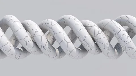 Group of white spirals, textured surface. Abstract illustration, 3d render. Stock Illustration