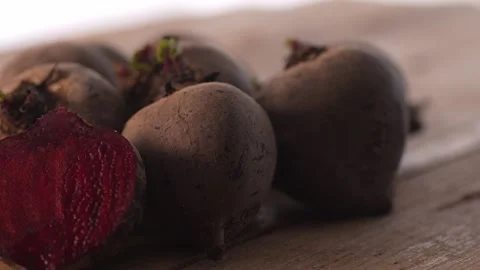 Group of Whole Raw Beetroots. Stock Footage 263962224
