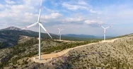 Group Of Wind Turbines Aerial Stock Footage