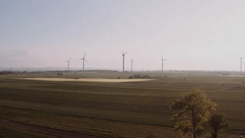 Group of wind turbines during sunset. Stock Footage 149111484