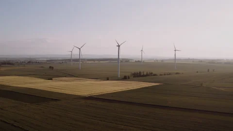 Group of wind turbines during sunset. Stock Footage 149111487