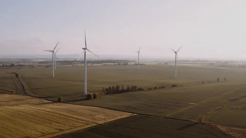 Group of wind turbines during sunset. Stock Footage 149111582