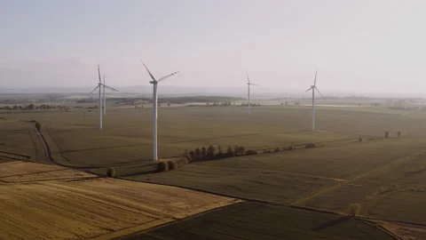Group of wind turbines during sunset. Stock Footage 149111754