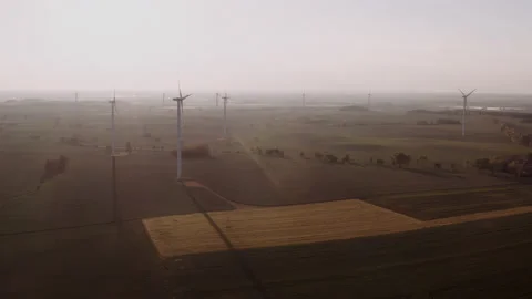 Group of wind turbines during sunset. Stock Footage 149111928