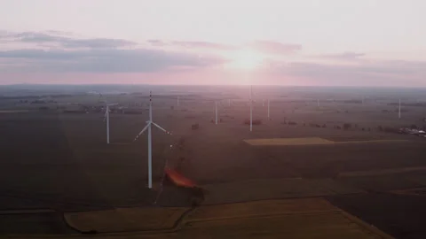 Group of wind turbines during sunset. Stock Footage 149112452