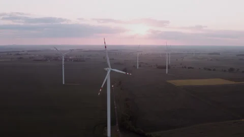 Group of wind turbines during sunset. Stock Footage 149112521