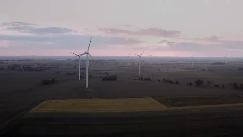 Group of wind turbines during sunset. Stock Footage 149112638