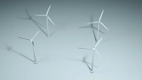Group of wind turbines with electricity Stock Footage 126319074