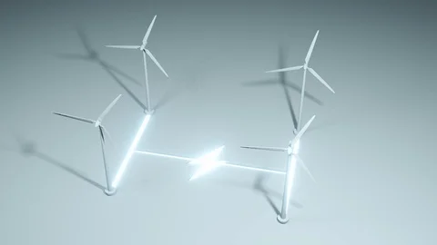 Group of wind turbines with electricity Video stock 126319076