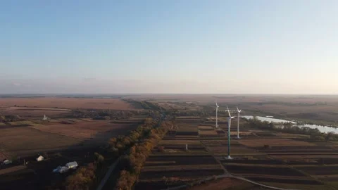 Group of wind turbines Video stock 163331470