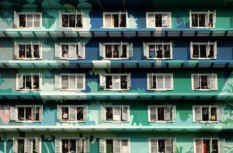 Group of windows at highrise building Foto stock
