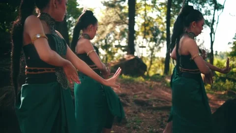 Group of Women Performing Synchronized Dance Routine in Forest Stock Footage 231576902