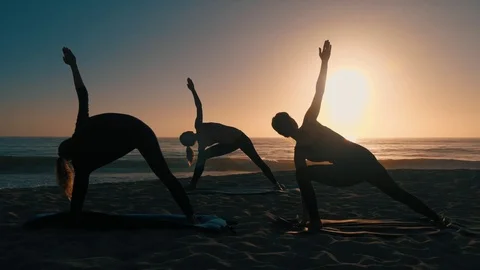 Group Of Women Practicing Yoga 库存影片 77585388